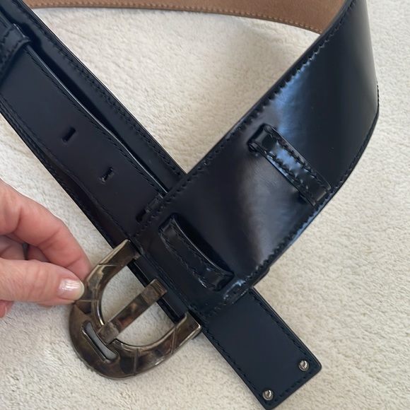 CELINE BLACK LEATHER BELT, XS - Picture 2 of 14
